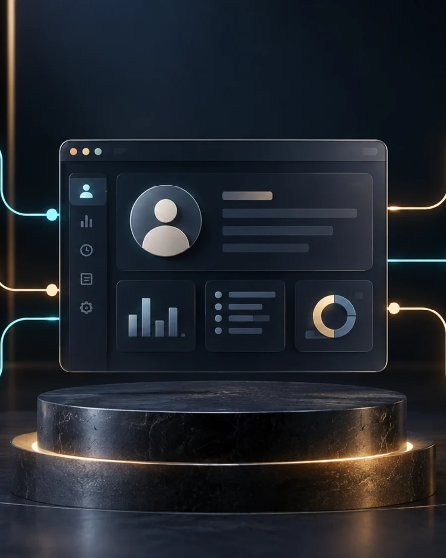 Dashboard di un gestionale che collega contatti, calendario e workflow automatici